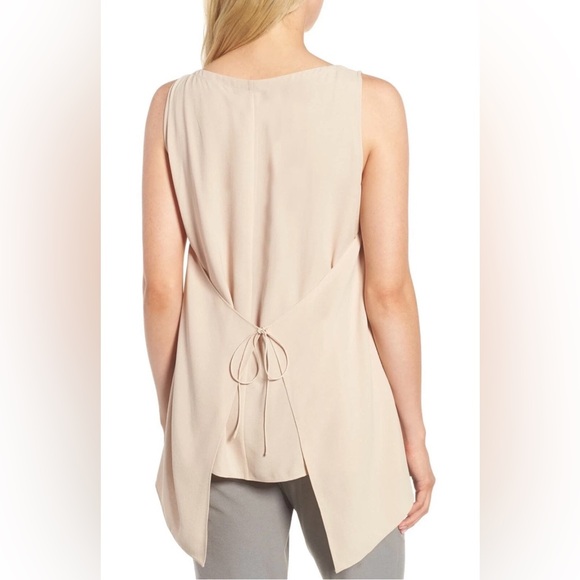 Eileen Fisher Beige Wrap Back Silk Tank Size Small - Picture 2 of 9